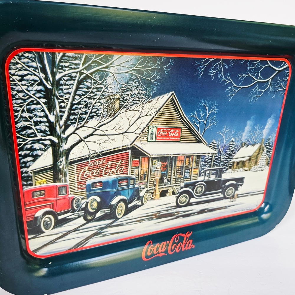 1995 Coca-Cola The Gathering Place Metal Serving Tray Pamela Renfroe Americana